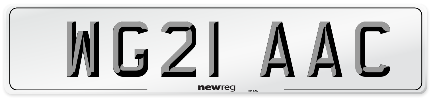WG21 AAC Number Plate from New Reg